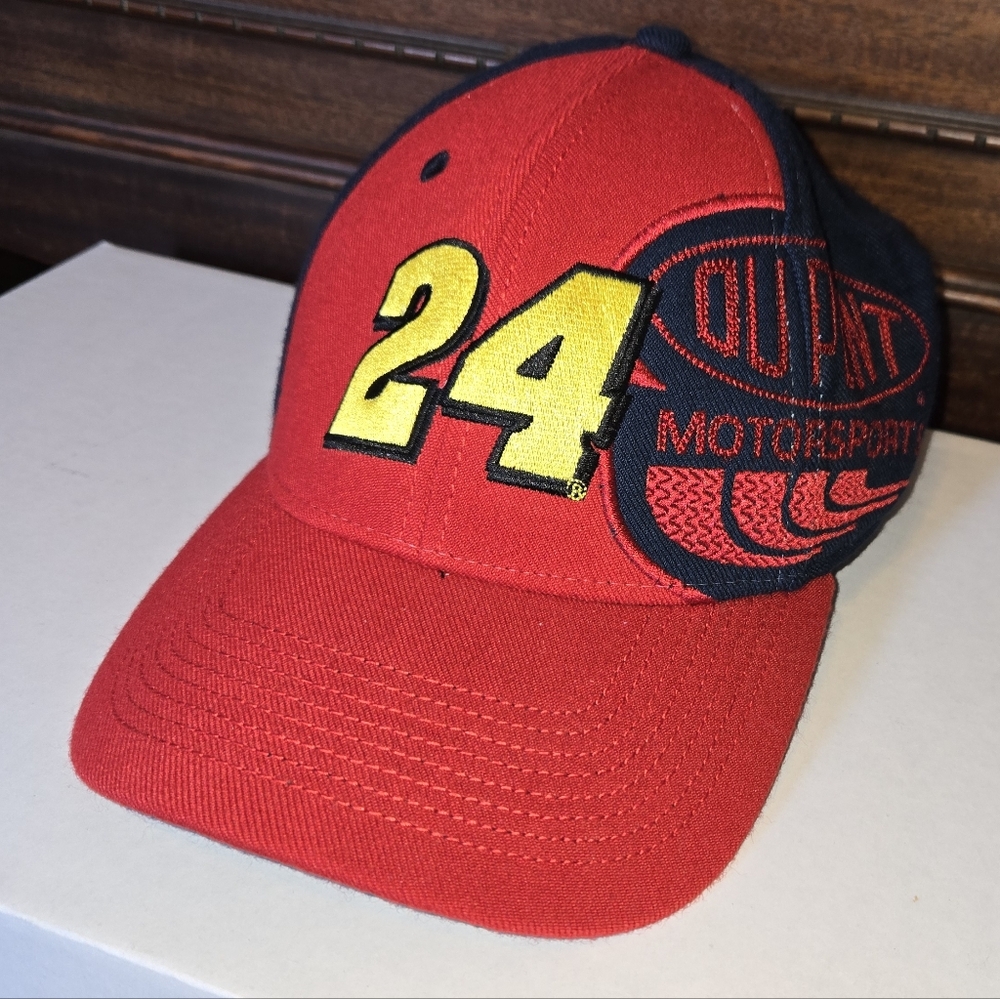 Jeff Gordon 24 Dupont Racing Fitted Cap Hat Red And Navy